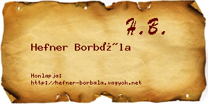 Hefner Borbála névjegykártya